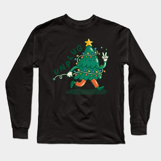 Unplug - Christmas Tree Long Sleeve T-Shirt by Tania Tania